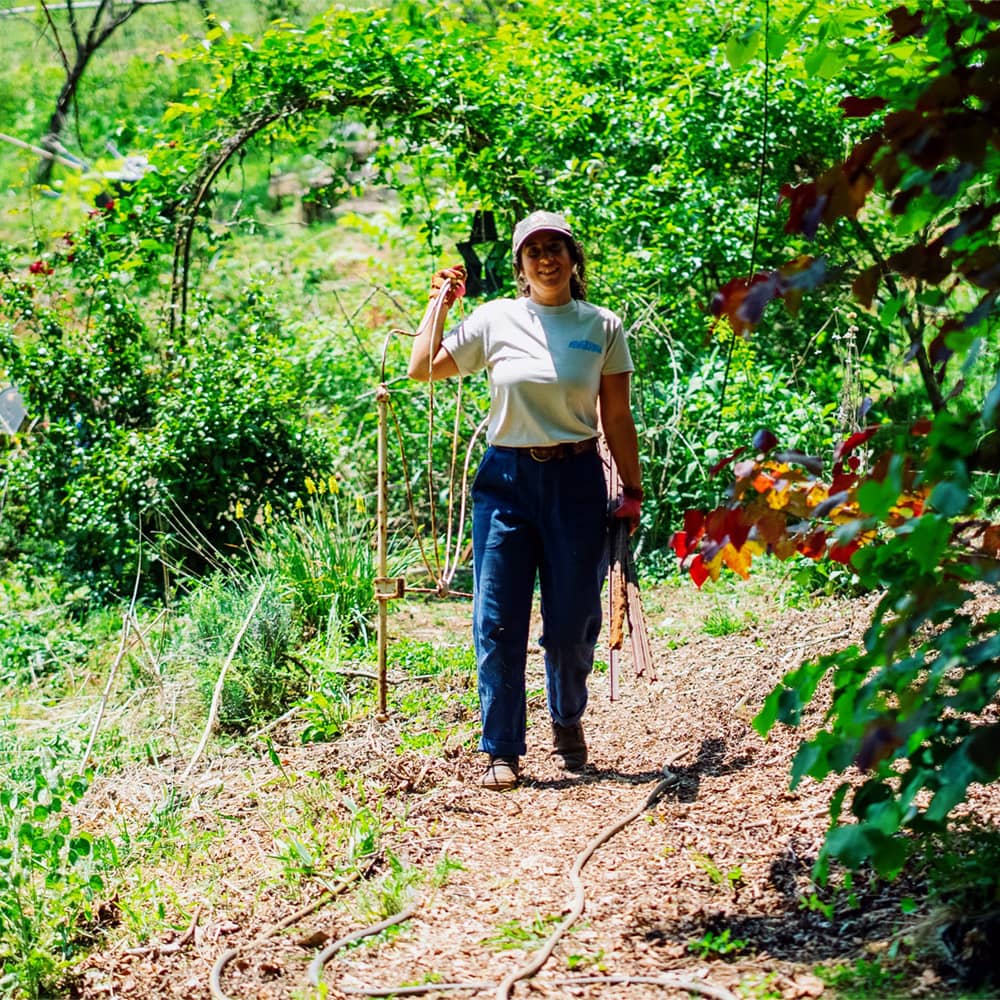 Crew member working on landscaping projects.